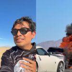 Camioneta de Ricardo Peralta y César Doroteo se incendia en carretera de Baja California